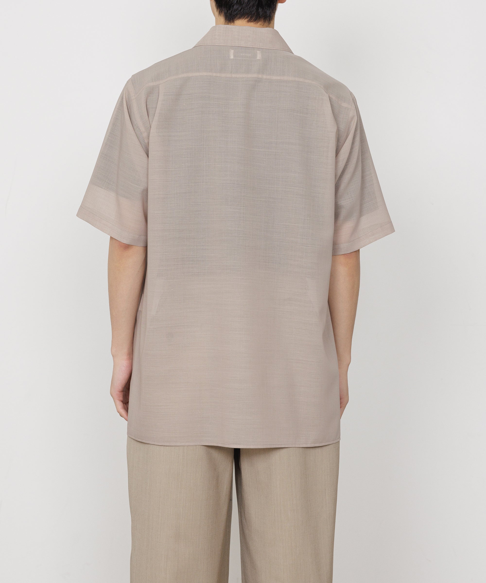 Wool×Recycle Polyester Tropical Embroiderr Skipper S/S Shirt, Beige