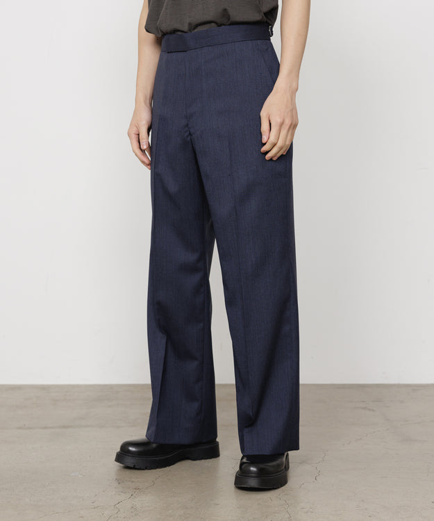 2/60 WOOL TROPICAL MELANGE REGULAR STRAIGHT TROUSERS, Dark Navy