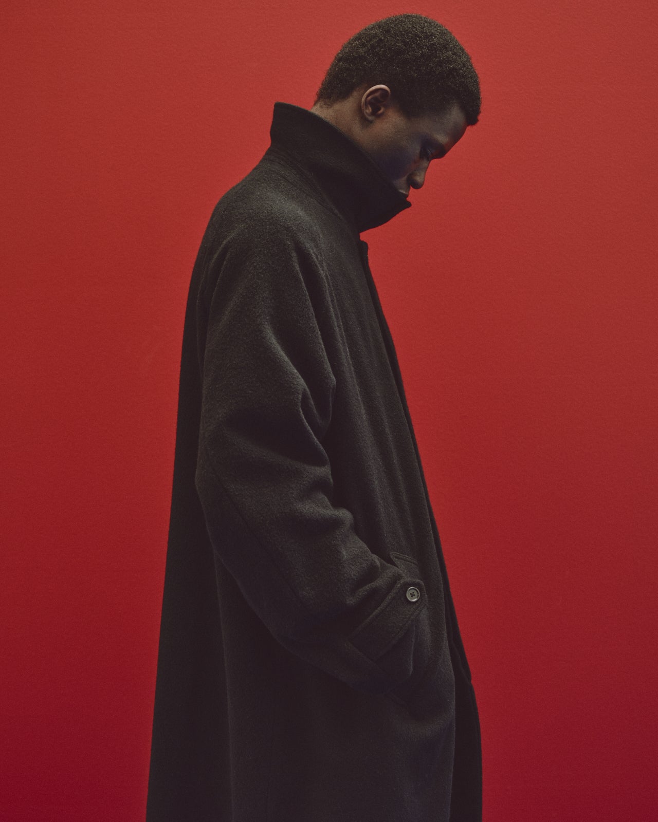 ウールカシミヤナッピングワッシャー /  ウォークアバウトコート, Black