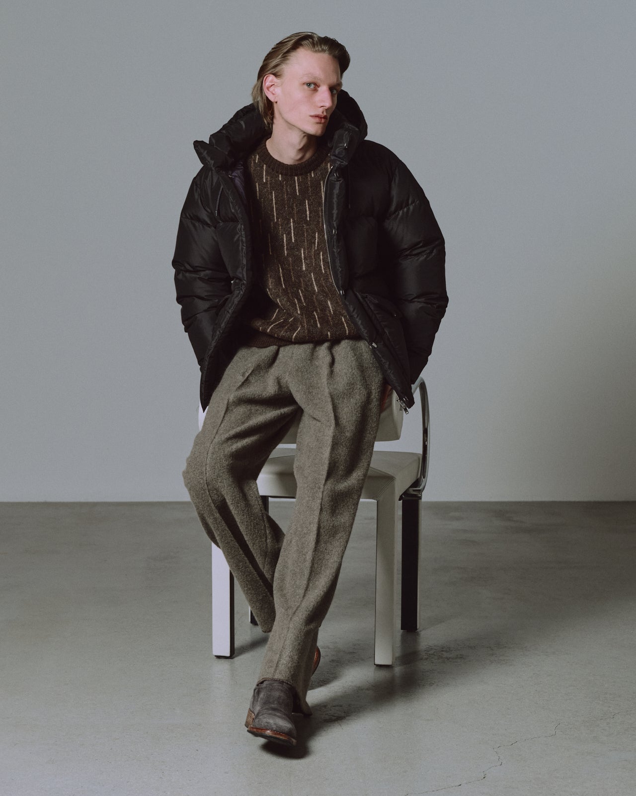 SILK TAFFETA SILK DOWN PARKA, Black