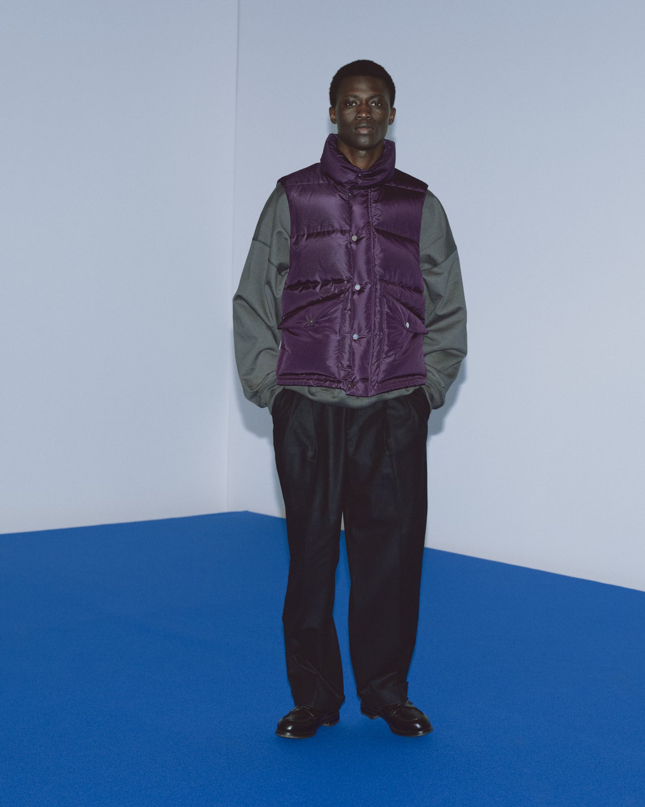 SILK TAFFETA SILK DOWN VEST, Purple