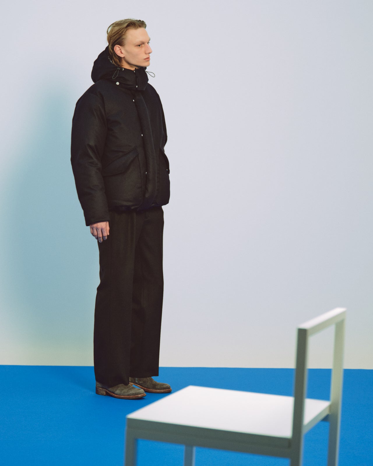 カシミヤフランネル / カシミヤダウンジャケット, D Navy