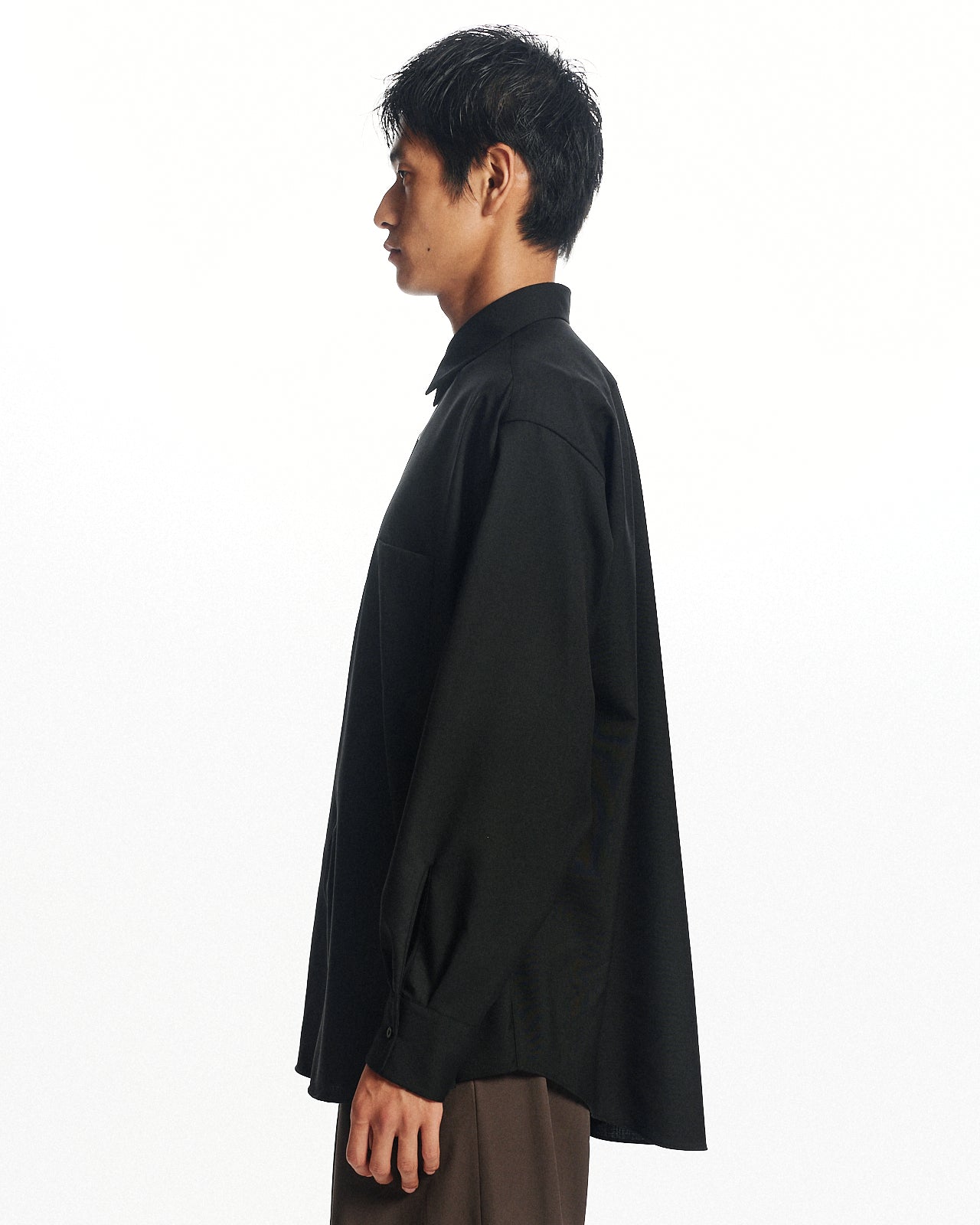 オーガニックウール2/80トロピカル / コンフォートフィットシャツ, Black