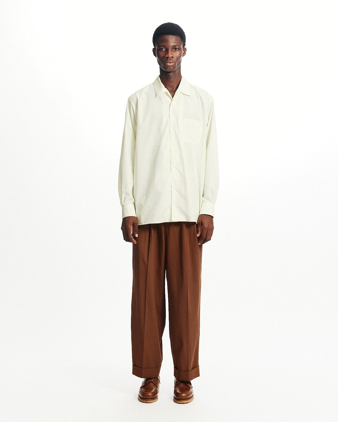 オーガニックGIZA80/1タイプライター / イタリアンオープンカラーシャツ, Lemon