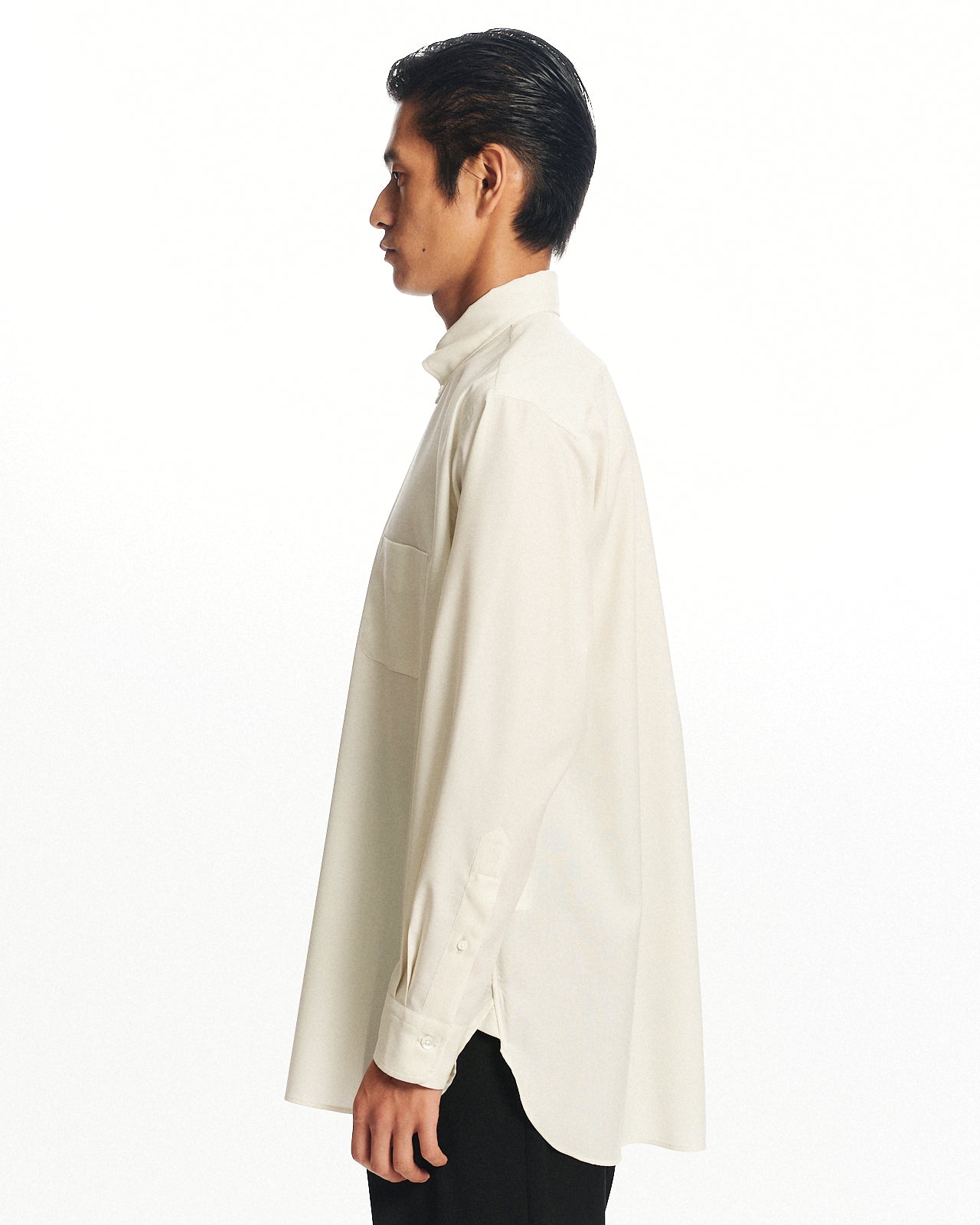 スーパー160s防縮ウールオックスフォード / レギュラーフィットポロカラーシャツ, Pearl Gray