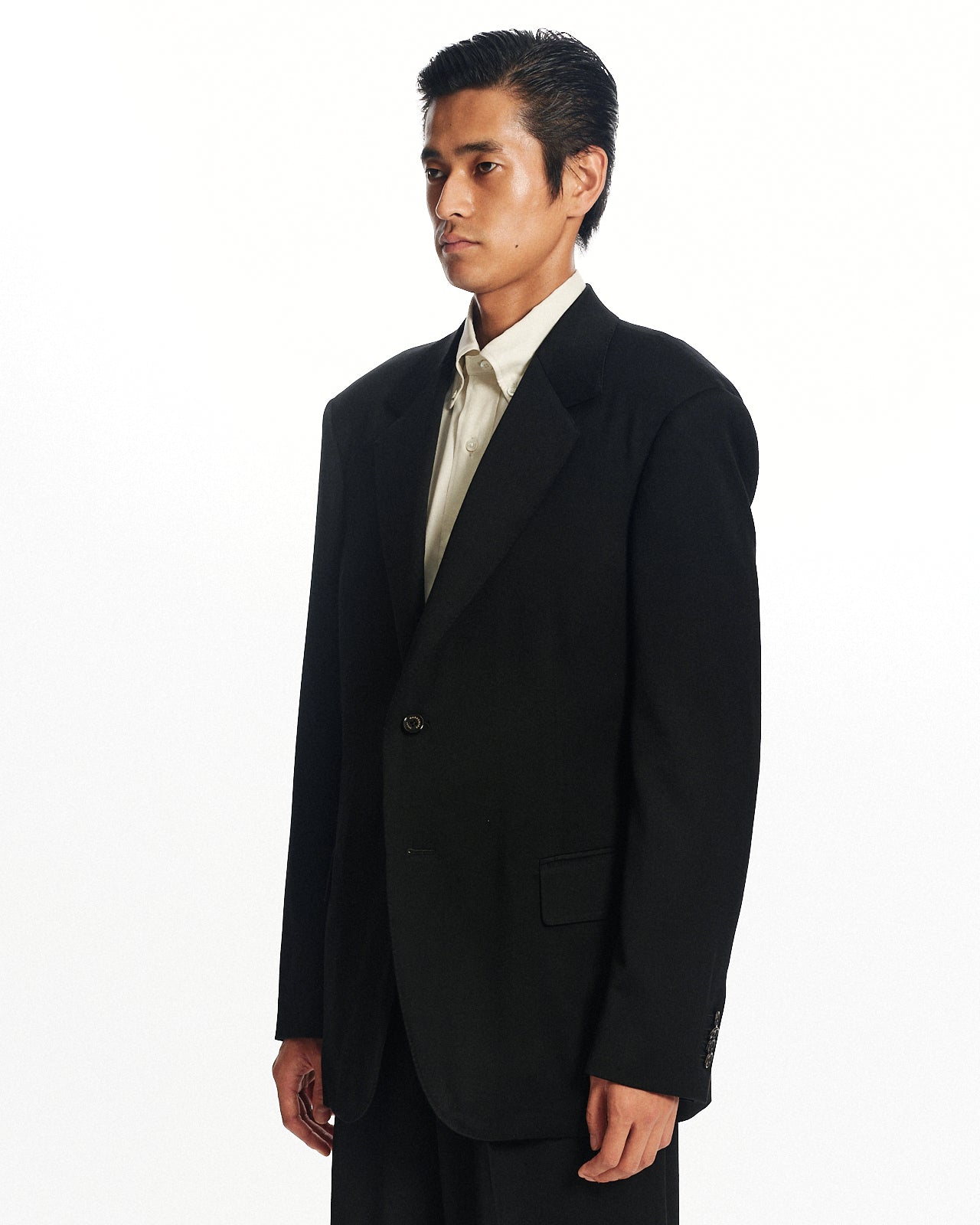 スーパー200sウールサテン / ギヨームジャケット, Black