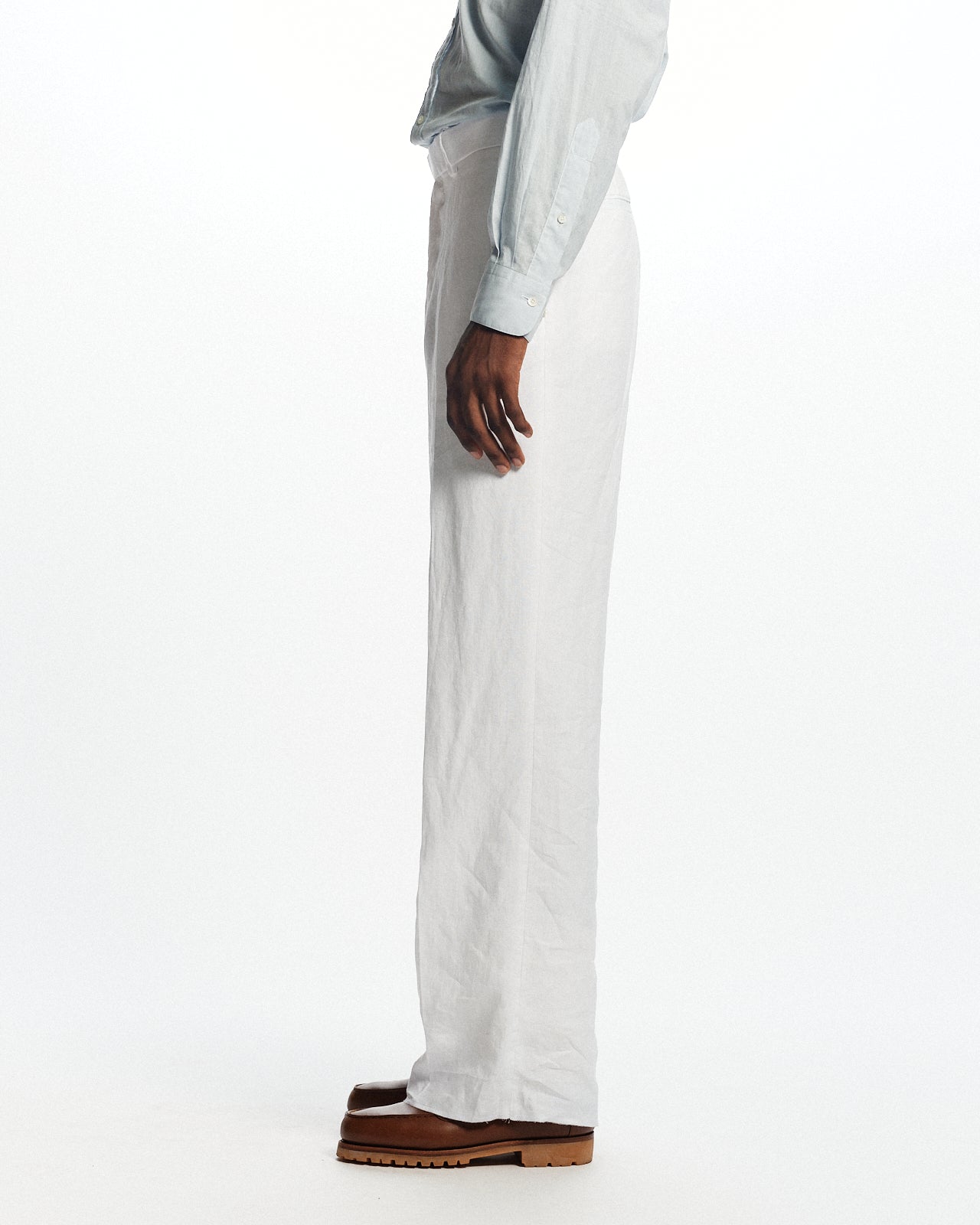 80/1ヘンプタイプライター / ワイドストレートトラウザーズ, White