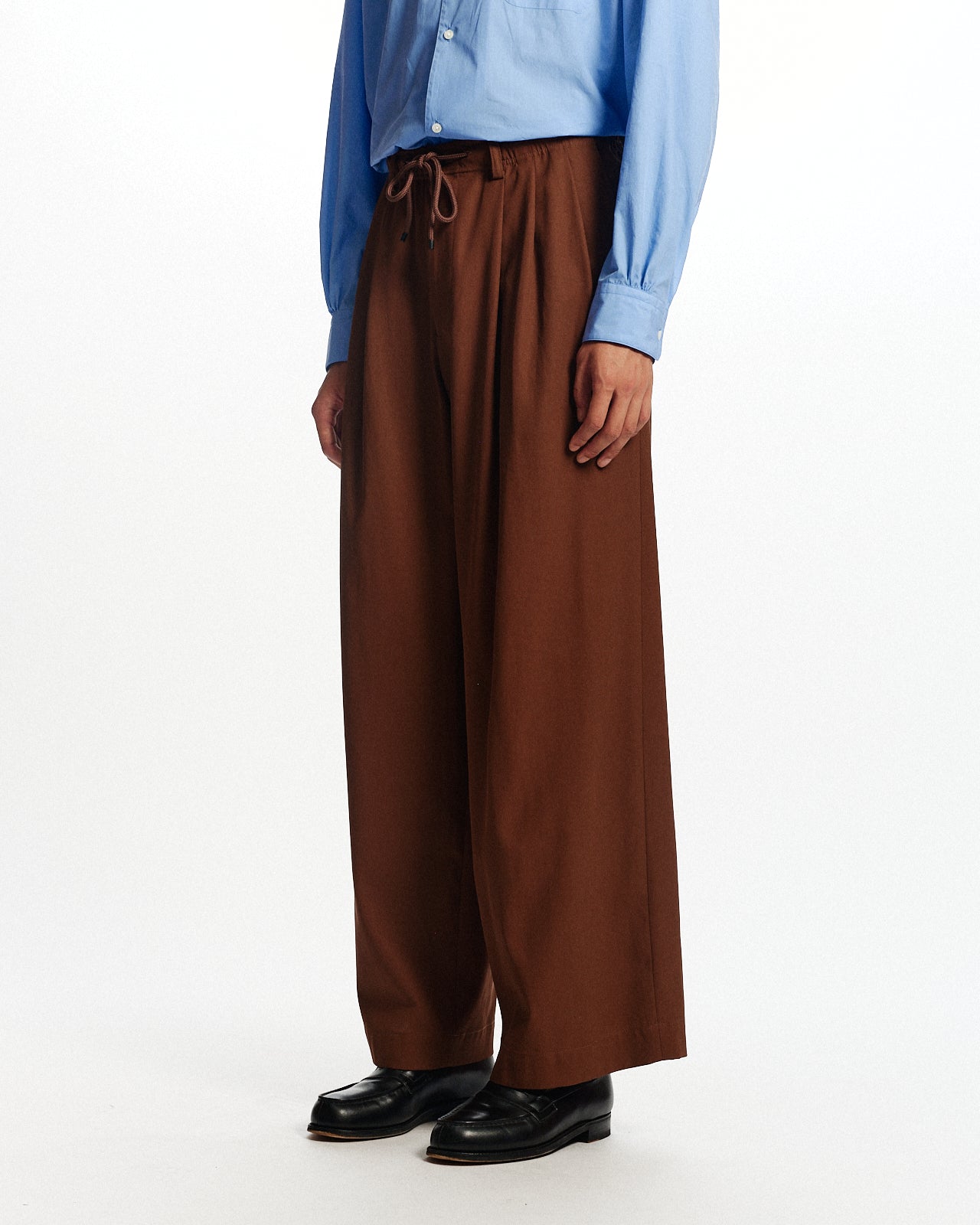 60/2オーガニック強燃ボイル3/2ツイル / トリプルプリーテッドイージートラウザーズ, Burnt Umber