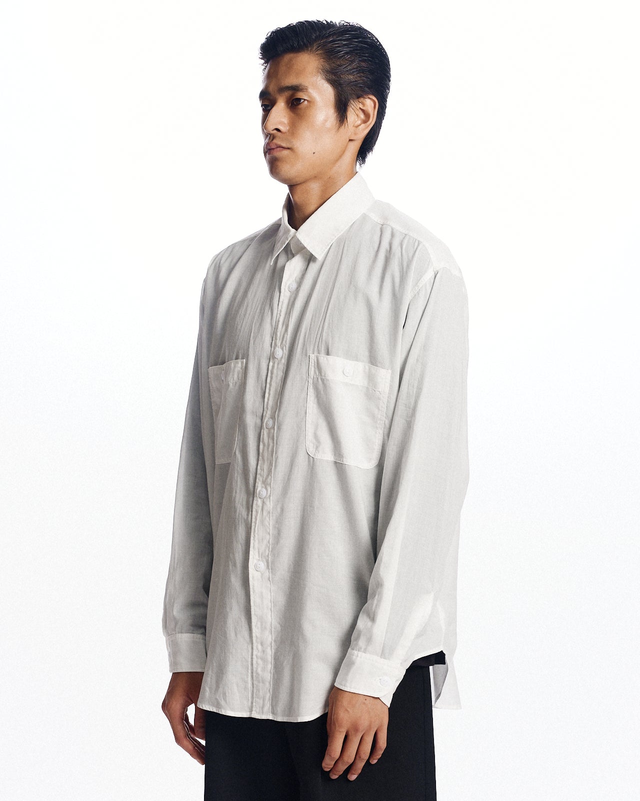 オーガニックGIZA90/1ローン / ツーポケットワークシャツ, White