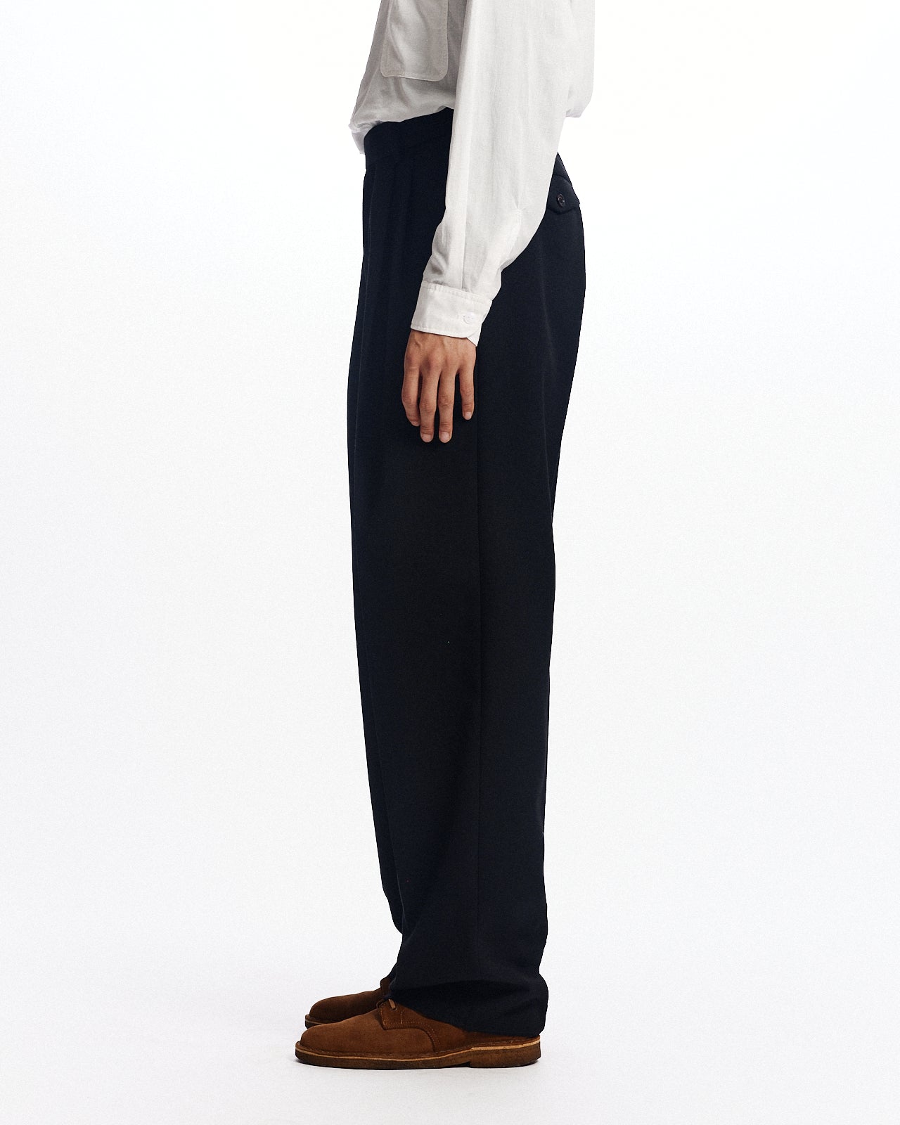 ポルワース3/2ハードツイル / ダブルプリーテッドセミイージートラウザーズ, Black