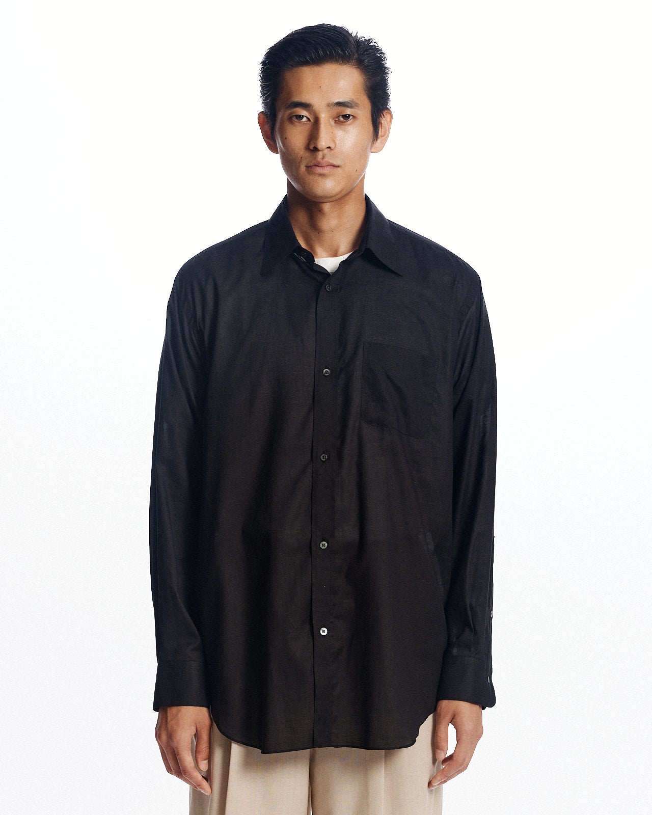 80/1ヘンプタイプライター / レギュラーフィットドレスシャツ, Black