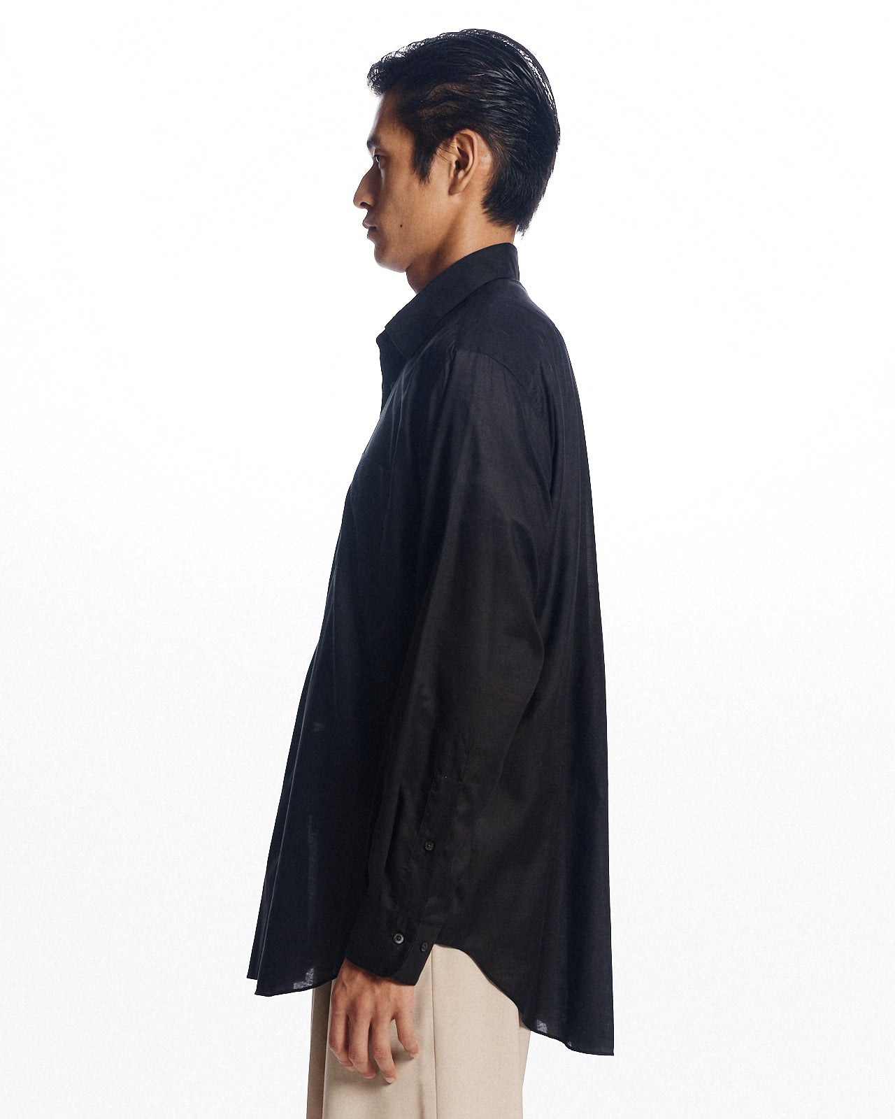 オーガニックGIZA90/1ローン / レギュラーフィットドレスシャツ, Black