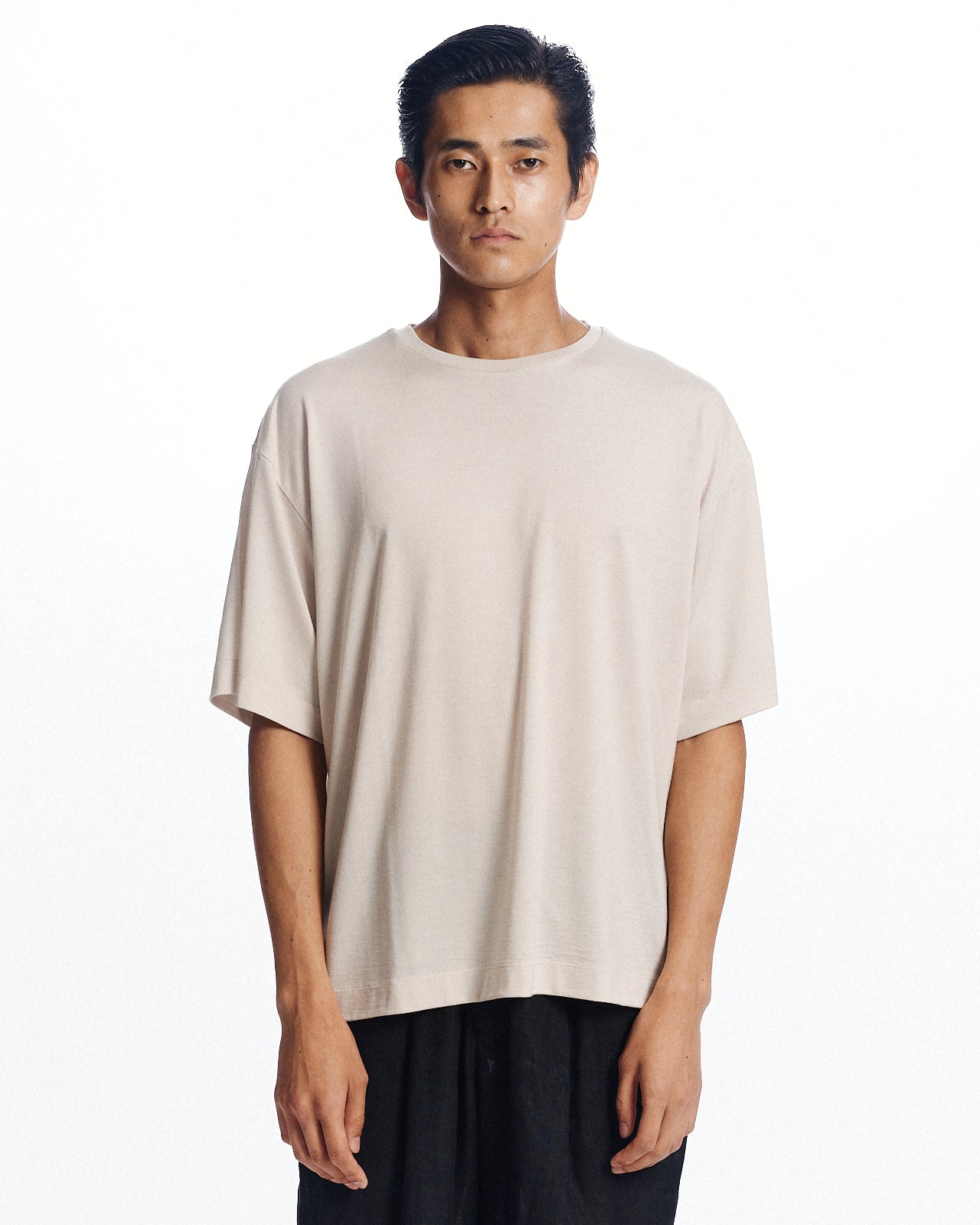 コットン×シルク×カシミヤ吊り天竺 / リラックスフィットTee S/S, Sand