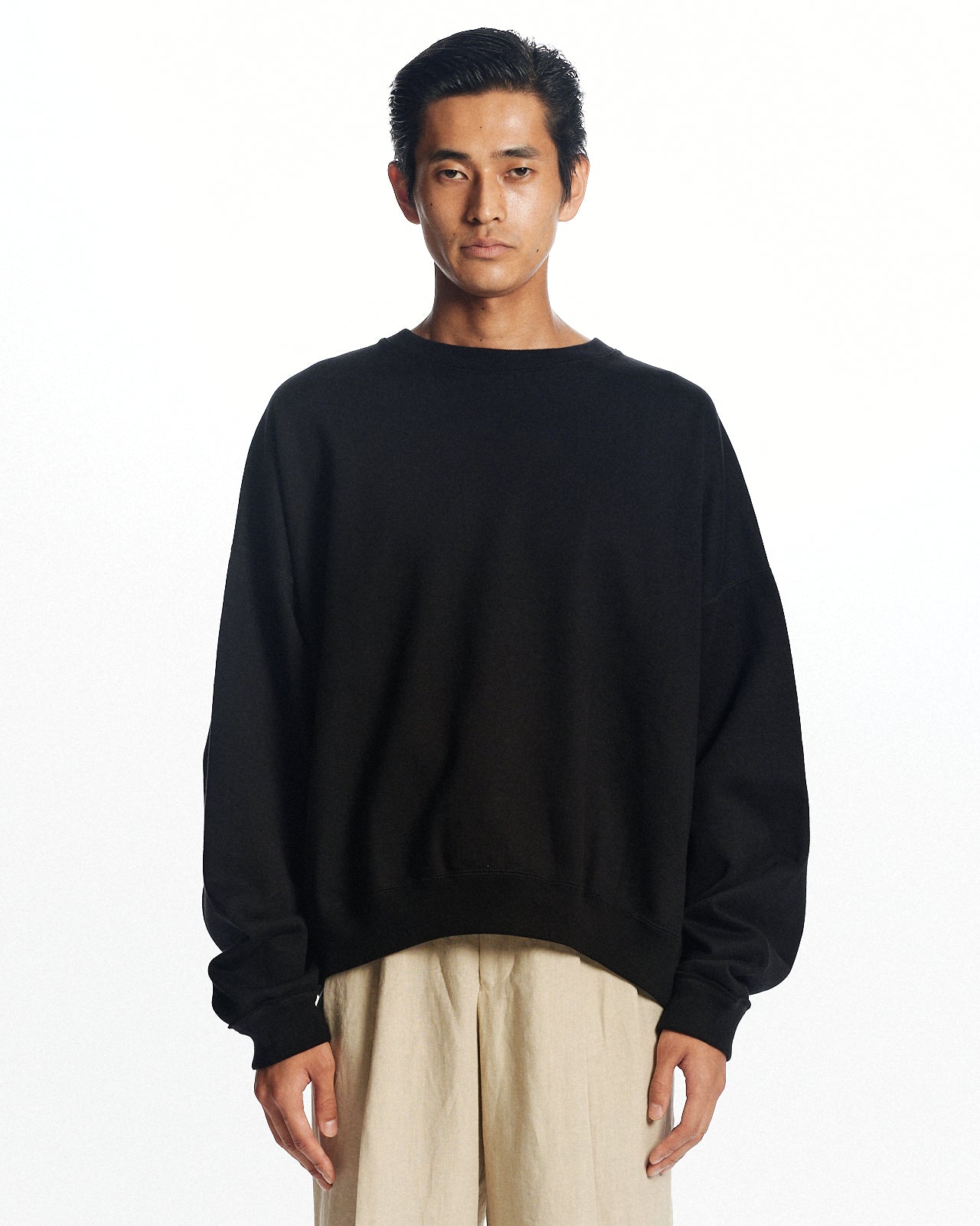 オーガニックコットンヘビー吊裏毛 / ヒュージスウェットショート, Black