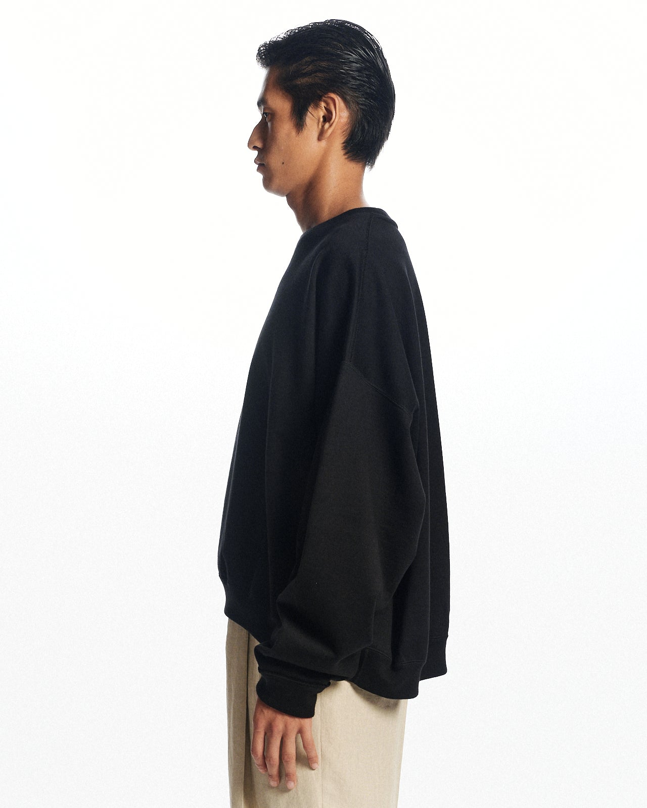 オーガニックコットンヘビー吊裏毛 / ヒュージスウェットショート, Black