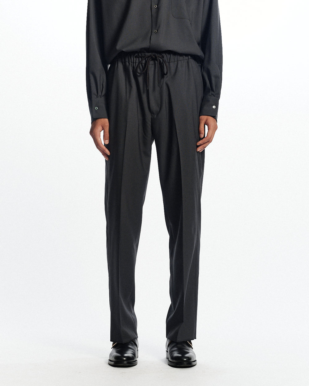 オーガニックウール2/80トロピカル / フラットテーパードイージートラウザーズ, Charcoal