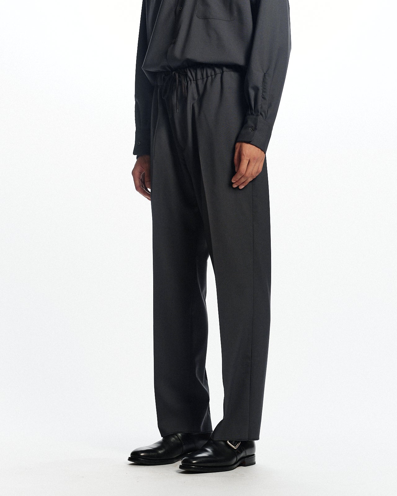 オーガニックウール2/80トロピカル / フラットテーパードイージートラウザーズ, Charcoal