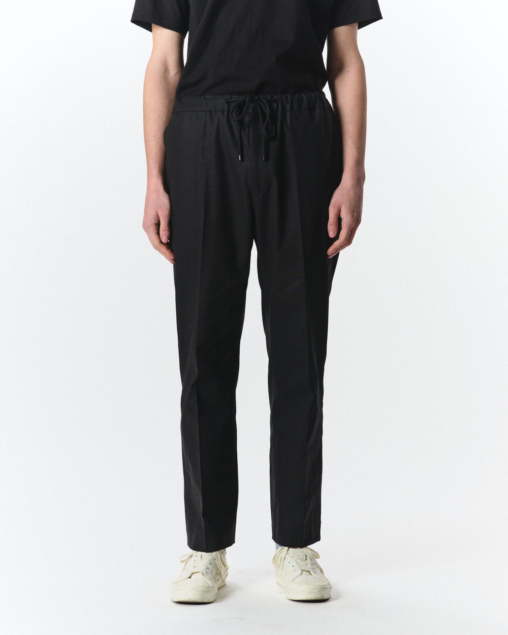 Organic Cotton Survival Cloth® / Flat Tapered Easy Trousers, Black