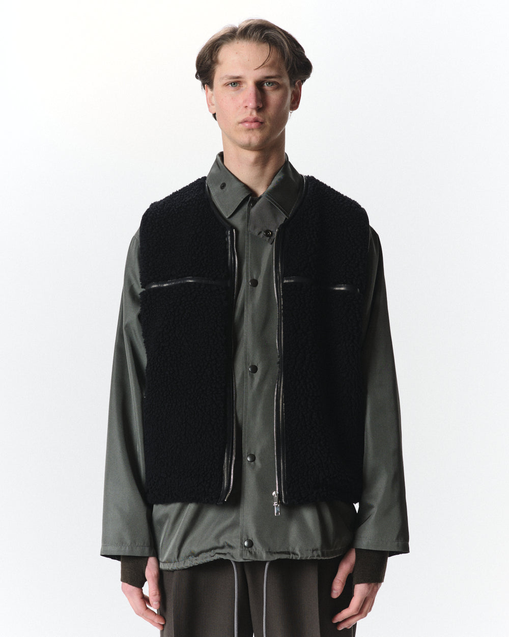 Rocky Merino Sheep Boa / Retro Vest, Black