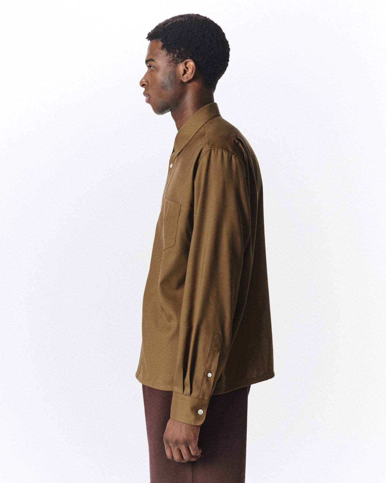 Super 160s Washable Wool Oxford / Square Shirt, Coyote