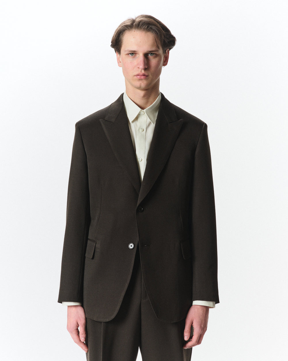 ポロワースタキシードクロス / ピークドラペルツーボタンジャケット, Dark Olive