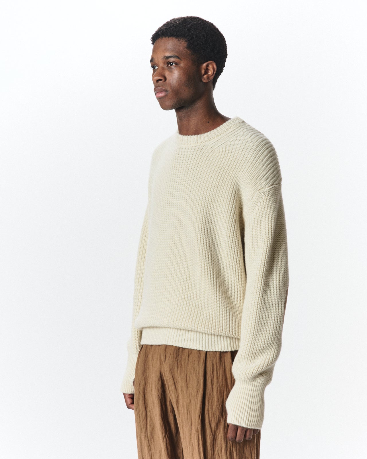 アルパカ16 / リブドクルーネックジャンパー, Natural White