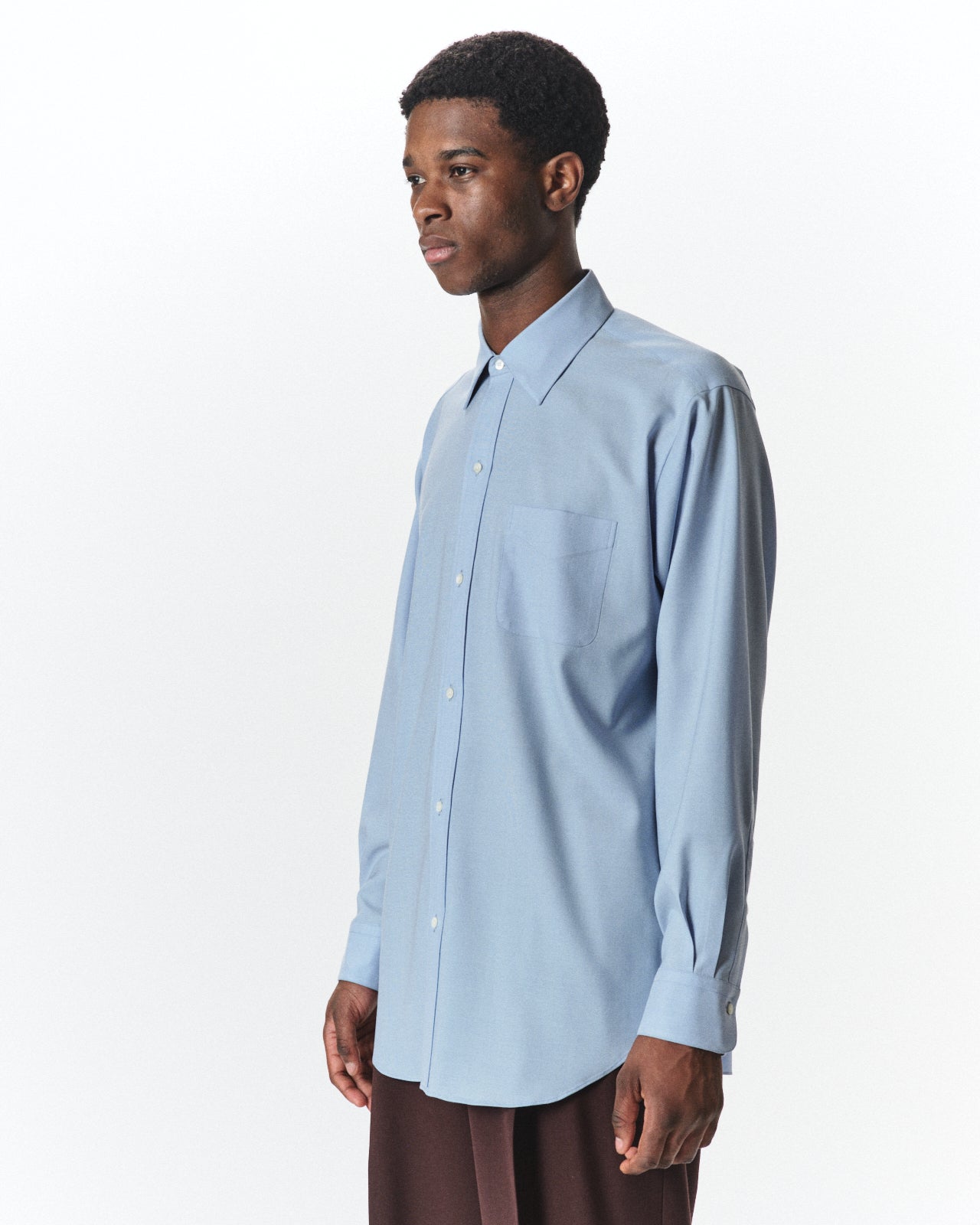 Super 160s Washable Wool Oxford / Regular Fit Dress Shirt, Saxe