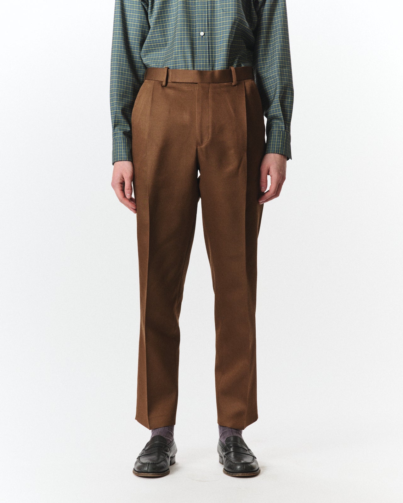 Bratac Silk × Organic Wool Double Cloth / Anton Trousers, Amber