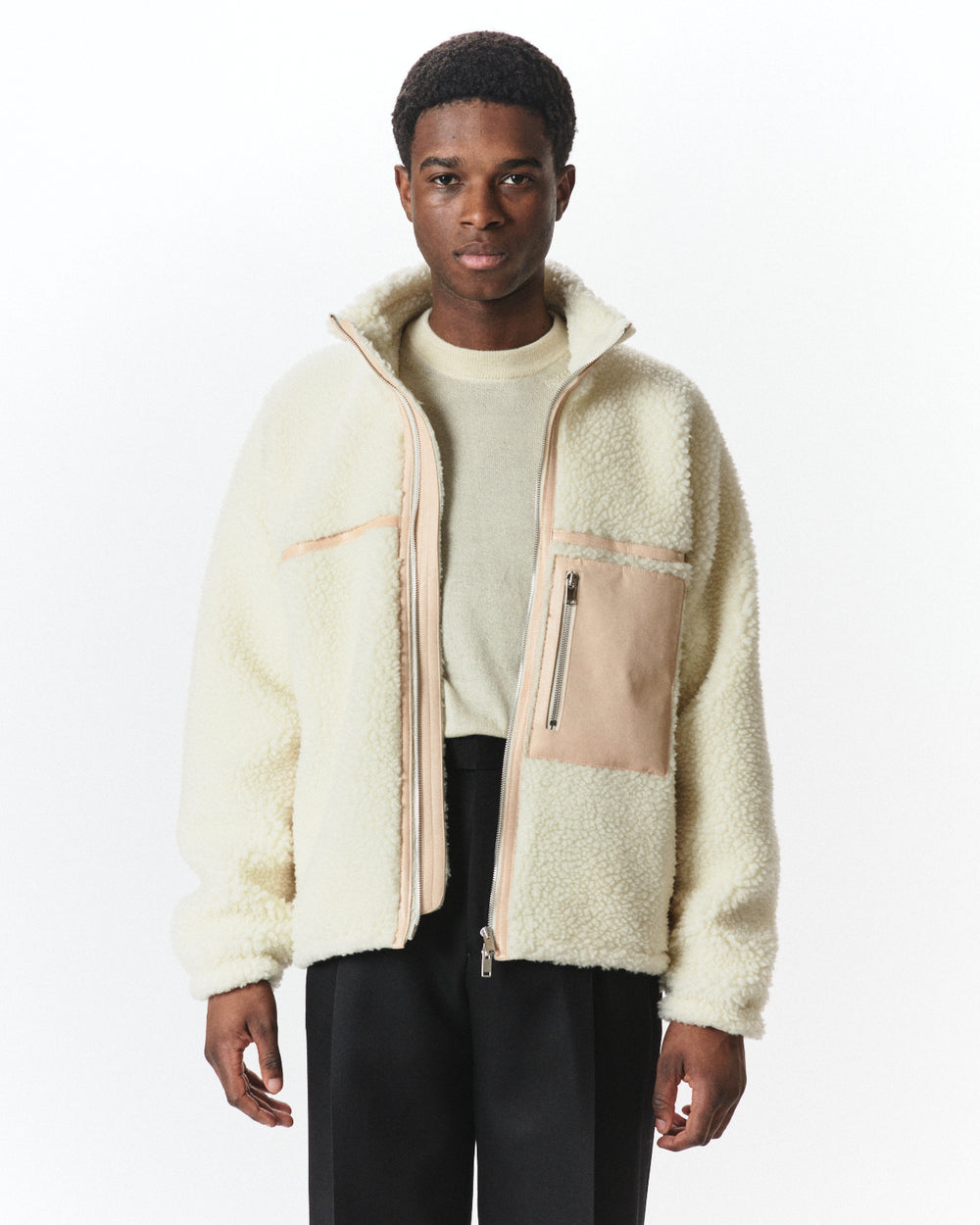 Rocky Merino Sheep Boa / Retro Cardigan, Off White