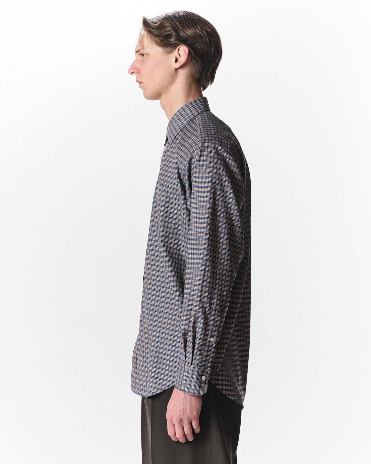 スーパー160s 防縮ウールオックスフォード / レギュラーフィットドレスシャツ, Brown Check