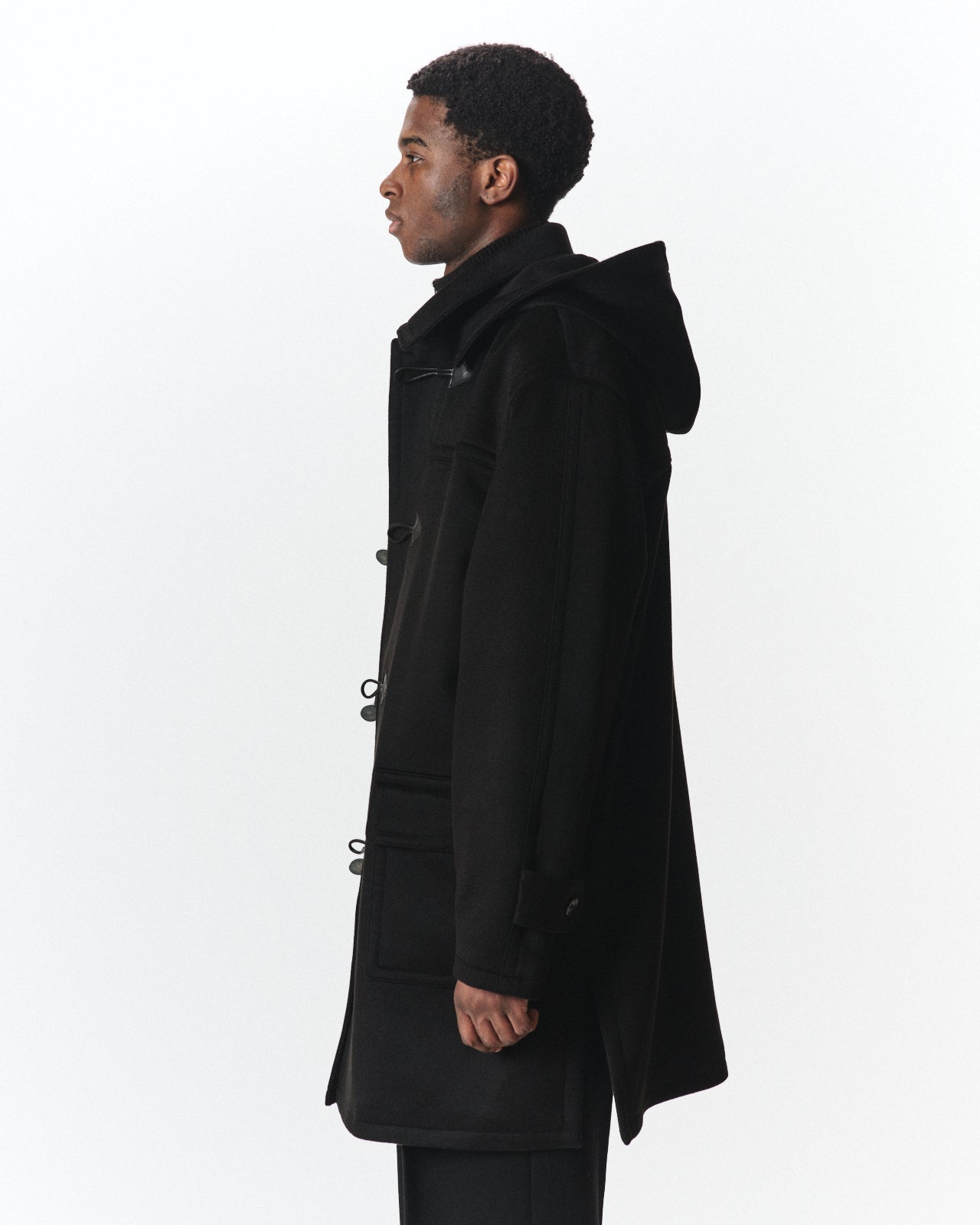カシミヤリバー / ダッフルコート, Black
