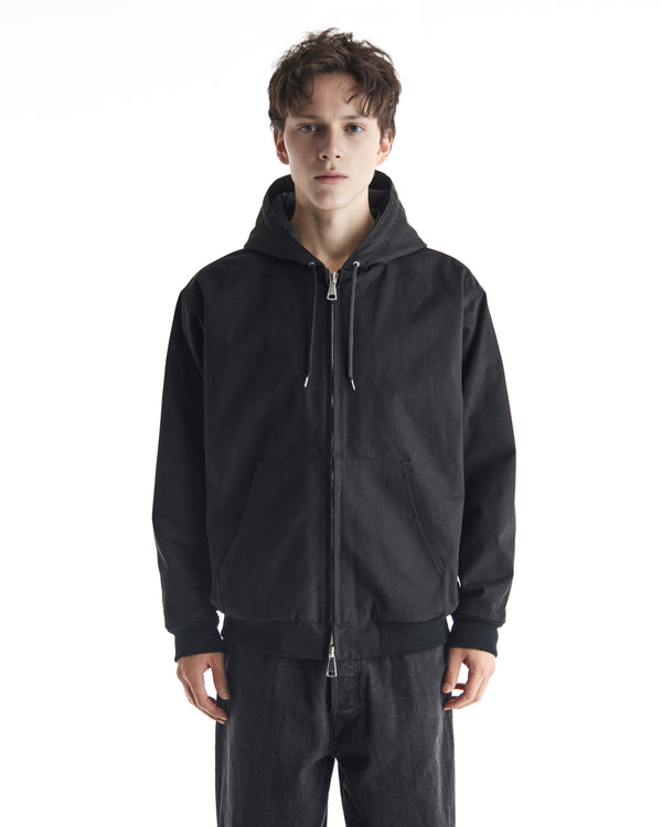 ORGANIC COTTON DUCK FULL LINNING WORKERS PARKA, Black