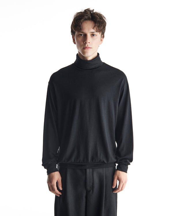 2/72 WOOL SINGLE JERSEY WASHABLE TURTLE NECK, Black