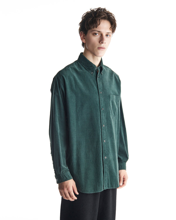 ORGANIC COTTON CORDUROY B.D SHIRT, Faded Green