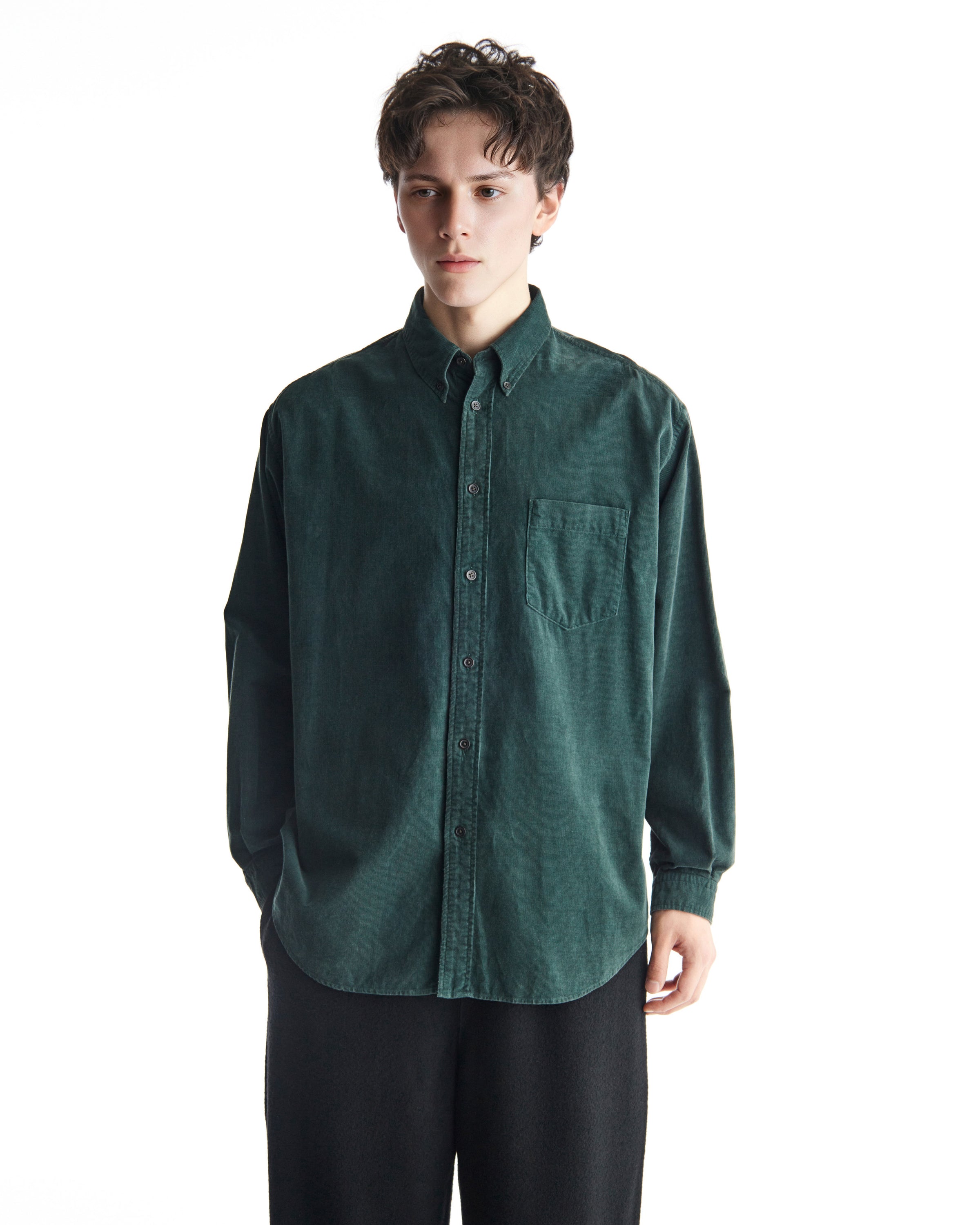 ORGANIC COTTON CORDUROY B.D SHIRT, Faded Green