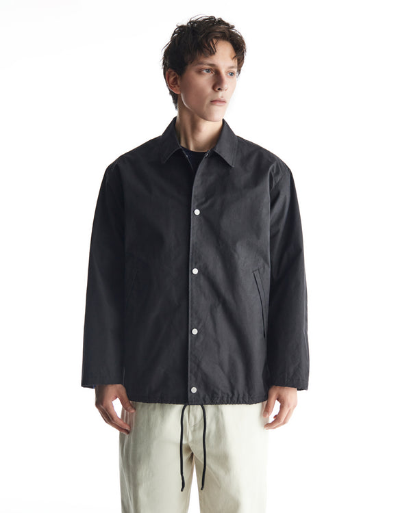 ORGANIC COTTON HEAVY ALL WEATHER CLOTH COACH JACKET, Black