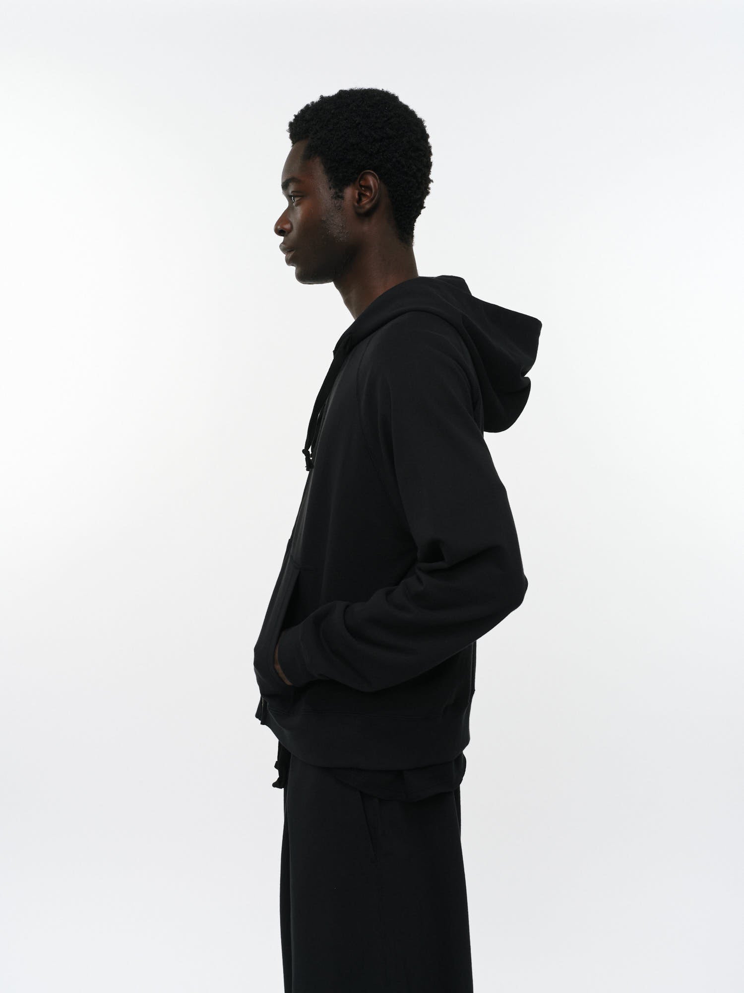 オーガニック超長綿空紡インレイ / ジップパーカ, Black