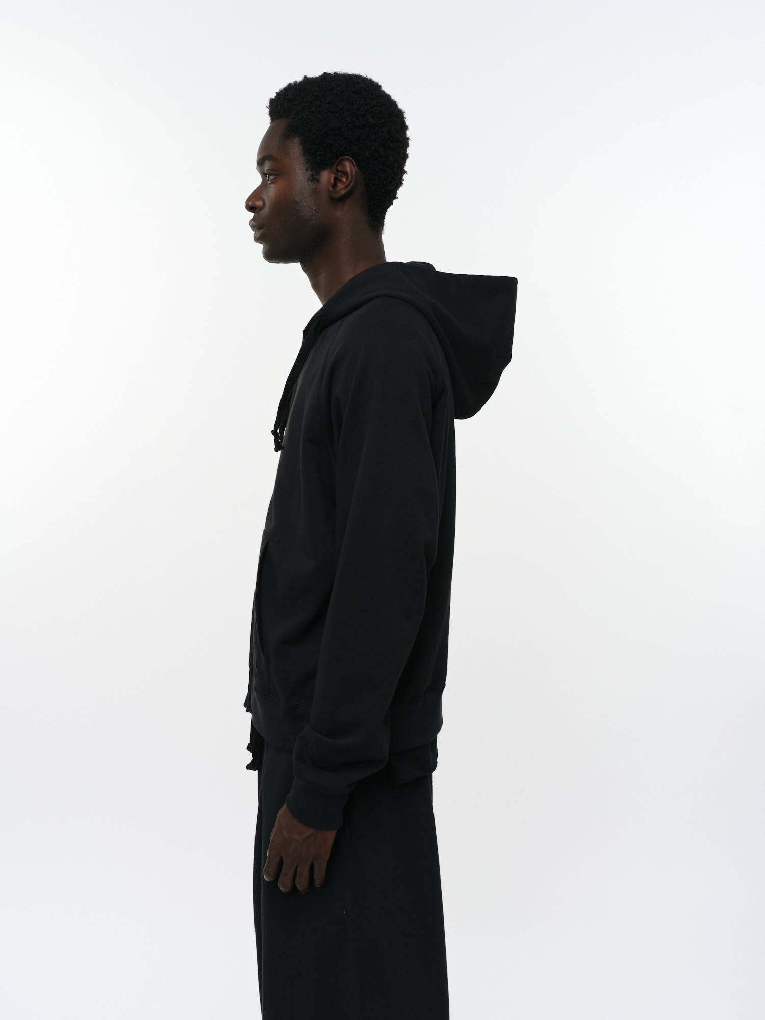 オーガニック超長綿空紡インレイ / ジップパーカ, Black