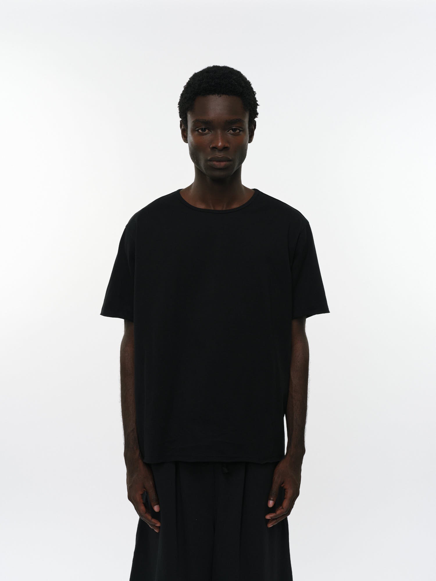 オーガニックコットン40/2天竺 / ナローパイピングTee, Black