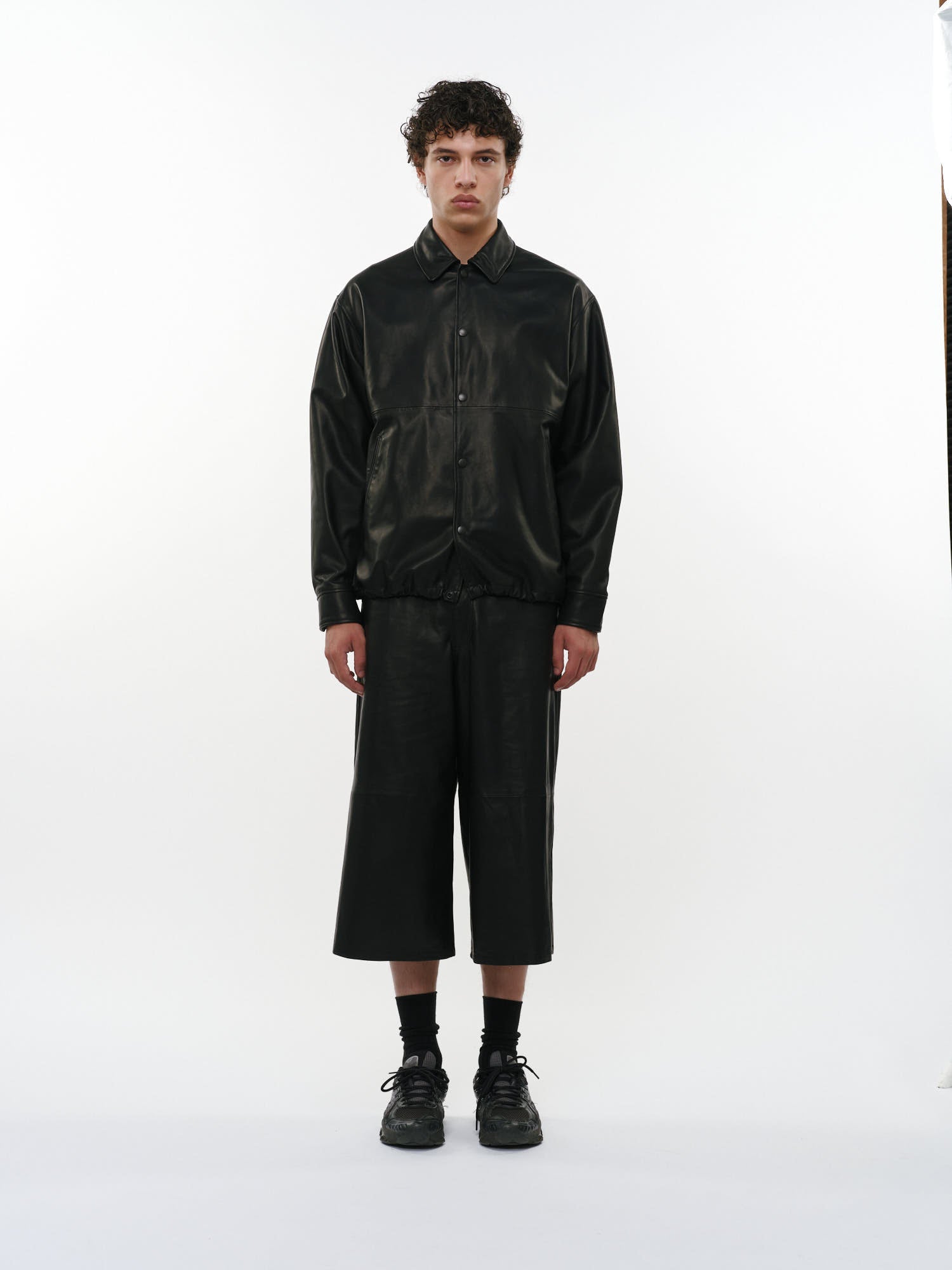 シープレザー / レザーコーチジャケット, Black