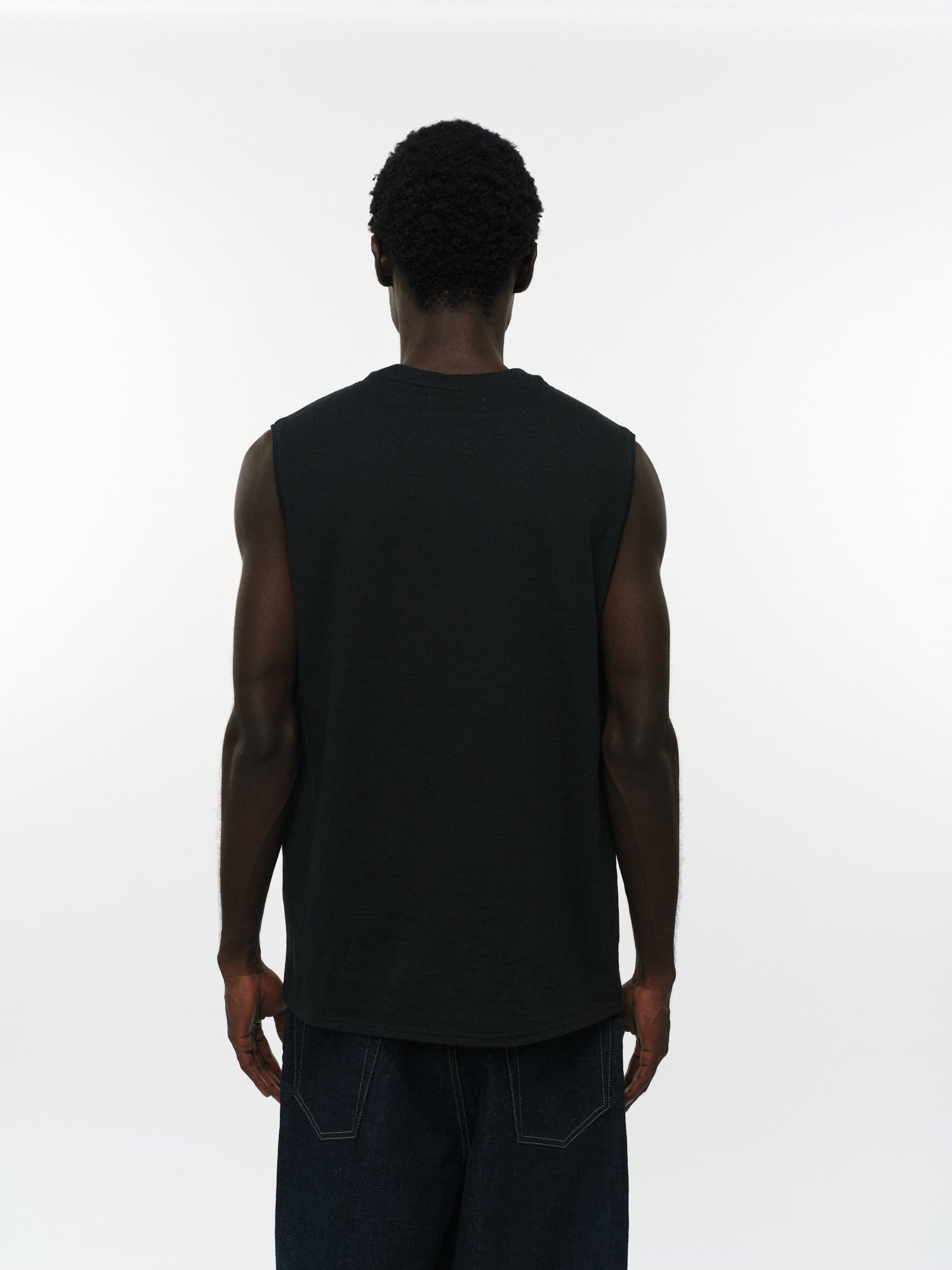 オーガニックコットン40/2天竺 / スリーブレスTee, Heather Black