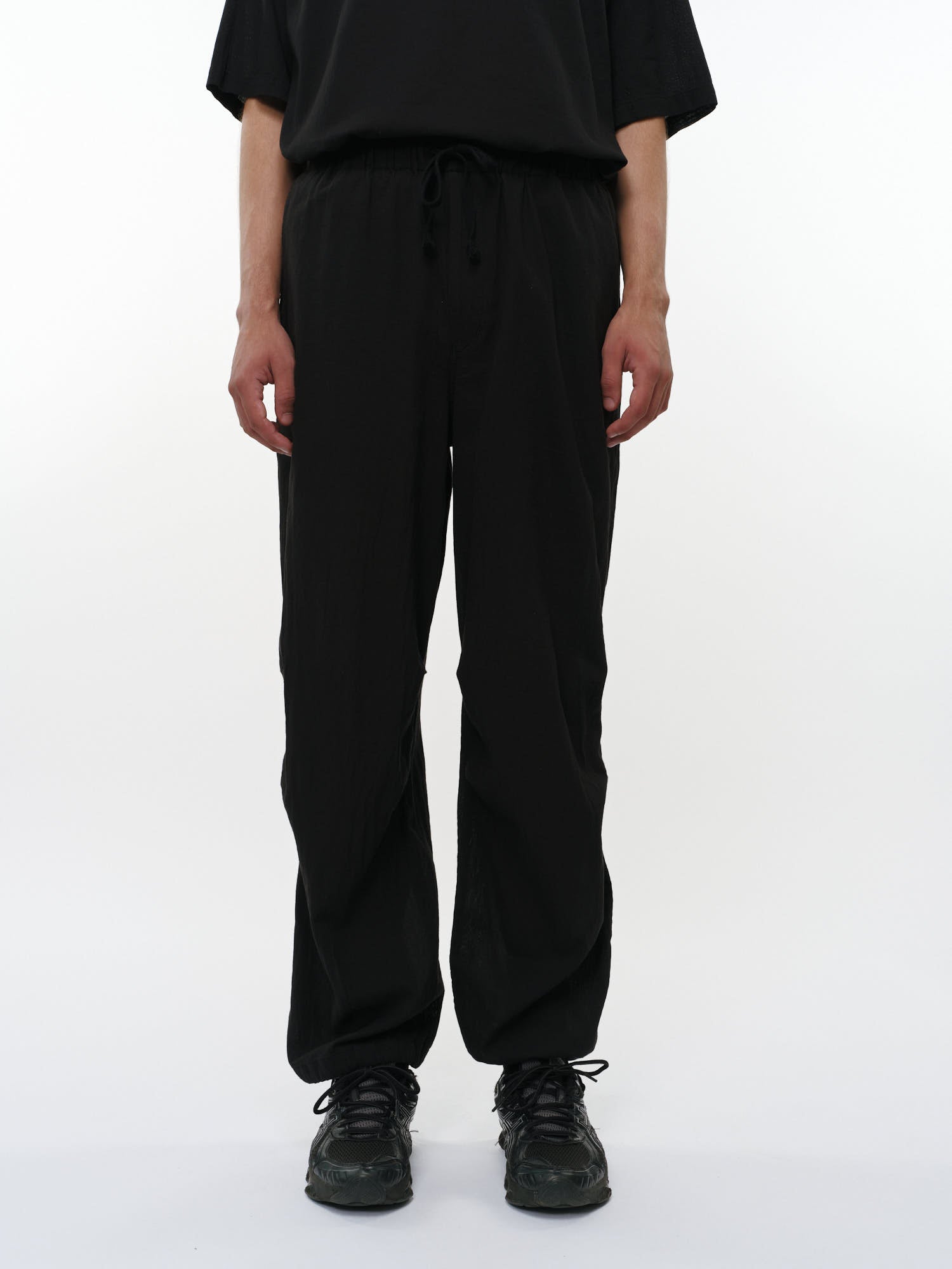 リネンオーガニックコットンシルクライトモールスキン / ワイドオーバーパンツ, Black