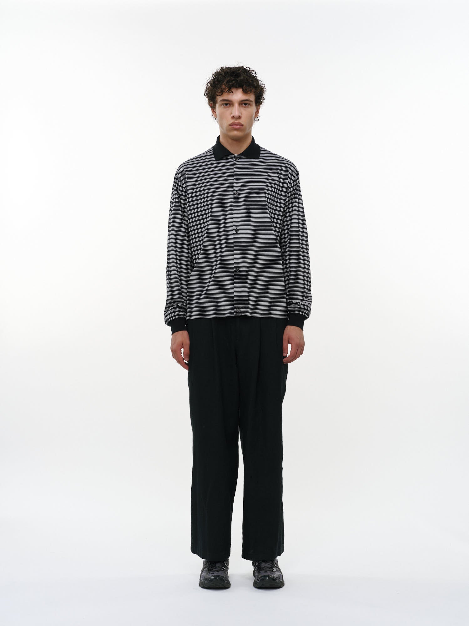 リネンキャンバス / ツータックミリタリートラウザーズ, Black