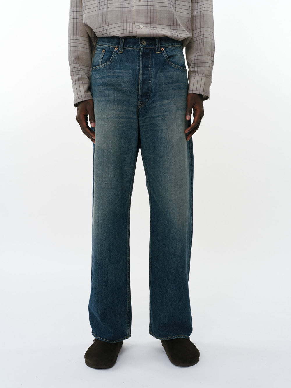 オーガニックコットン13.5ozセルビッチデニム / クリーンシリンダーフィットジーンズ, Indigo V.W