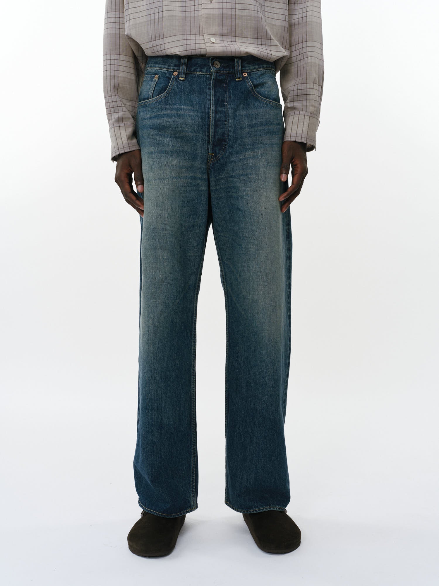 オーガニックコットン13.5ozセルビッチデニム / クリーンシリンダーフィットジーンズ, Indigo V.W