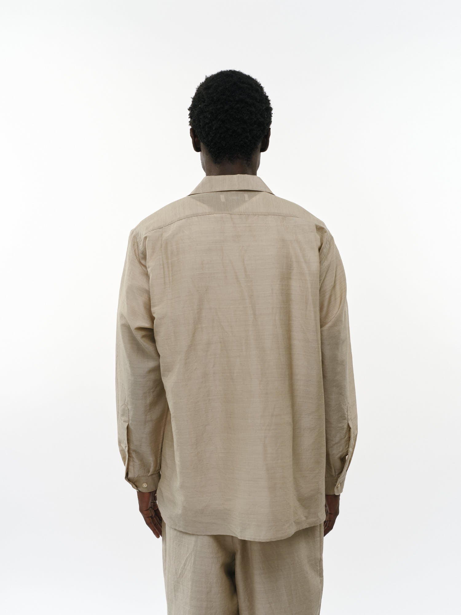 ウールシルクフェザークロス / スキッパーシャツ, Top Beige