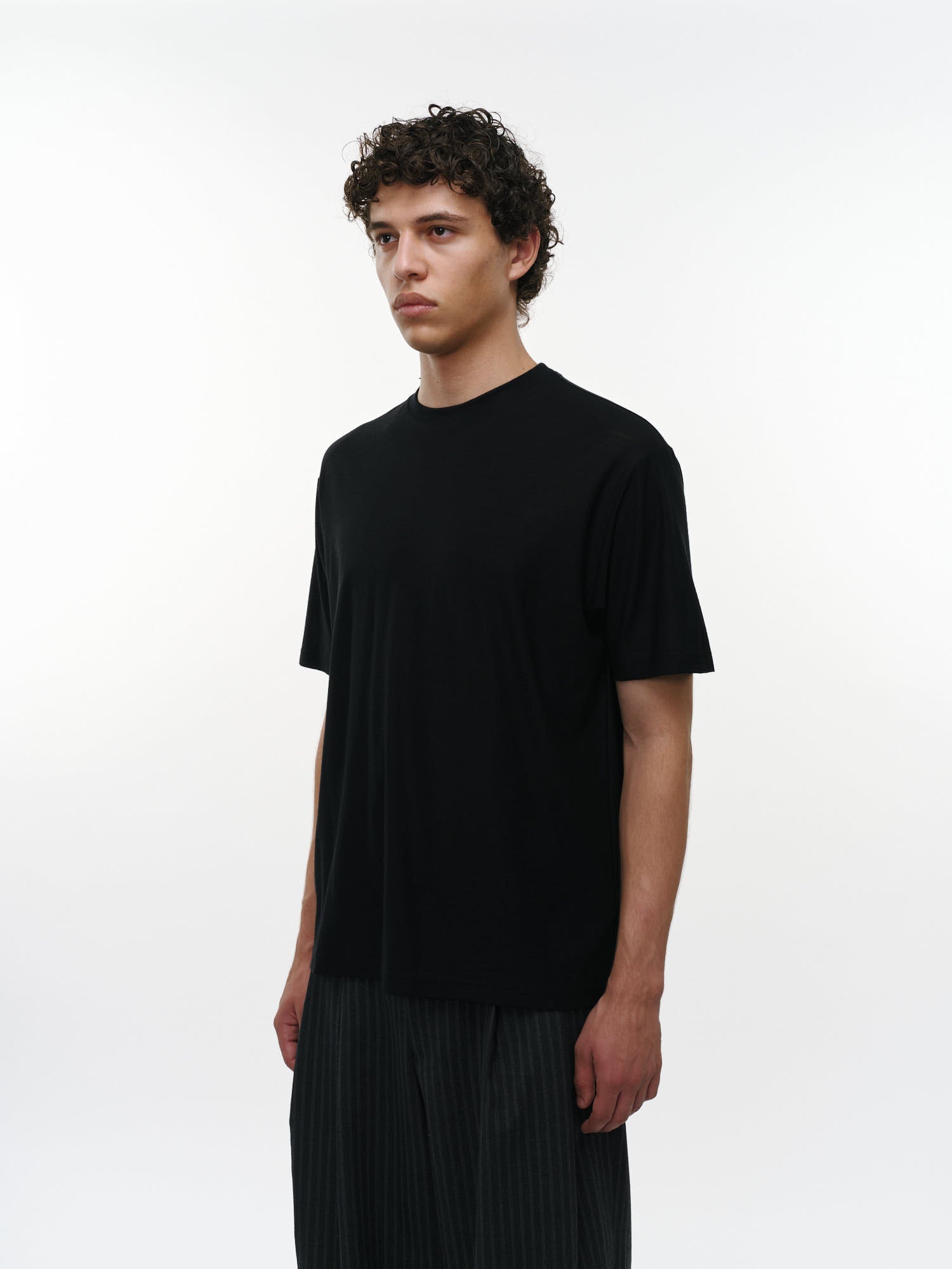 オーガニックコットン40/2天竺 / クルーネックTee, Black