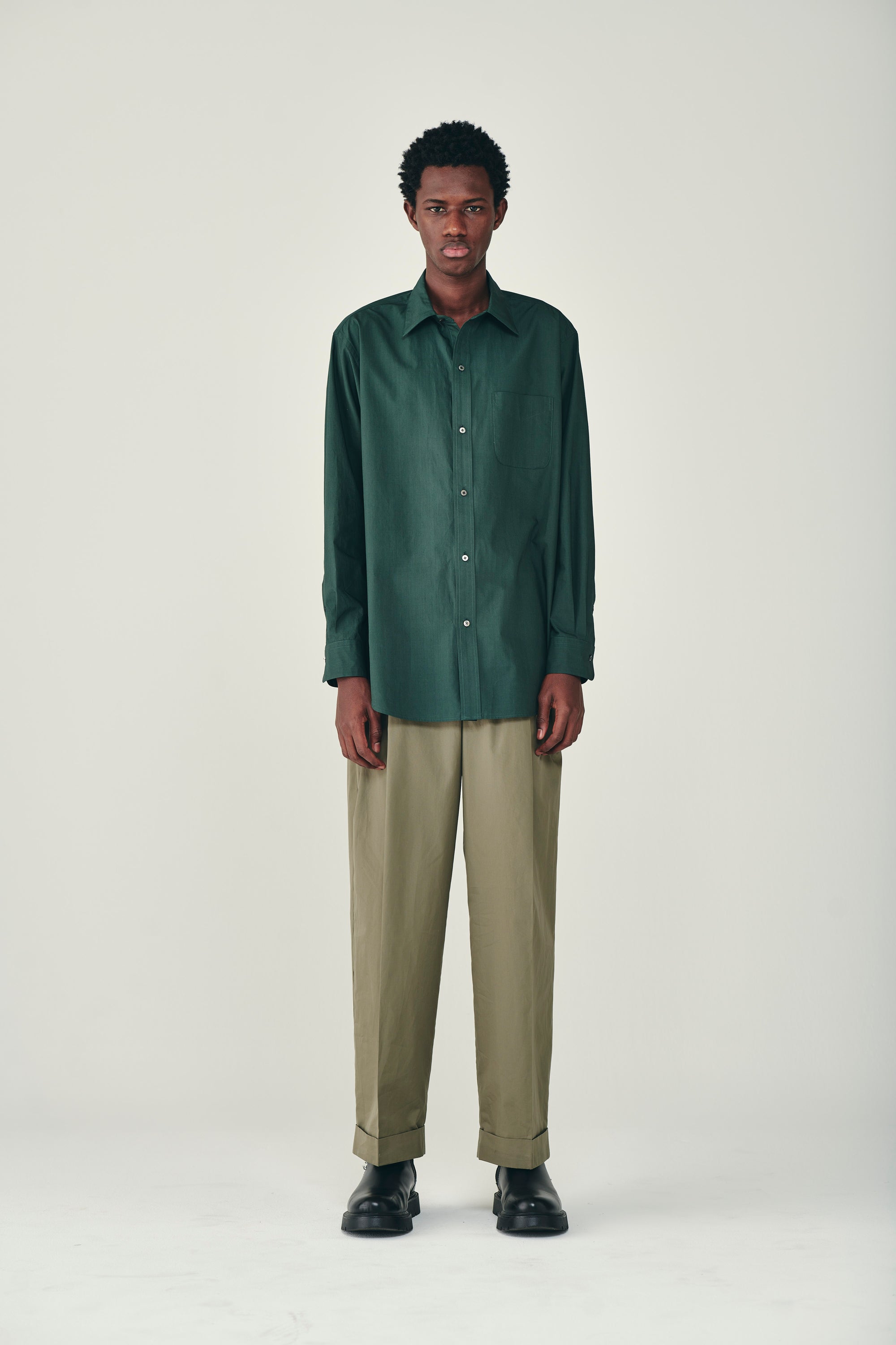 オーガニックGIZA80/1タイプライター / レギュラーフィットドレスシャツ, Dark Slate Green