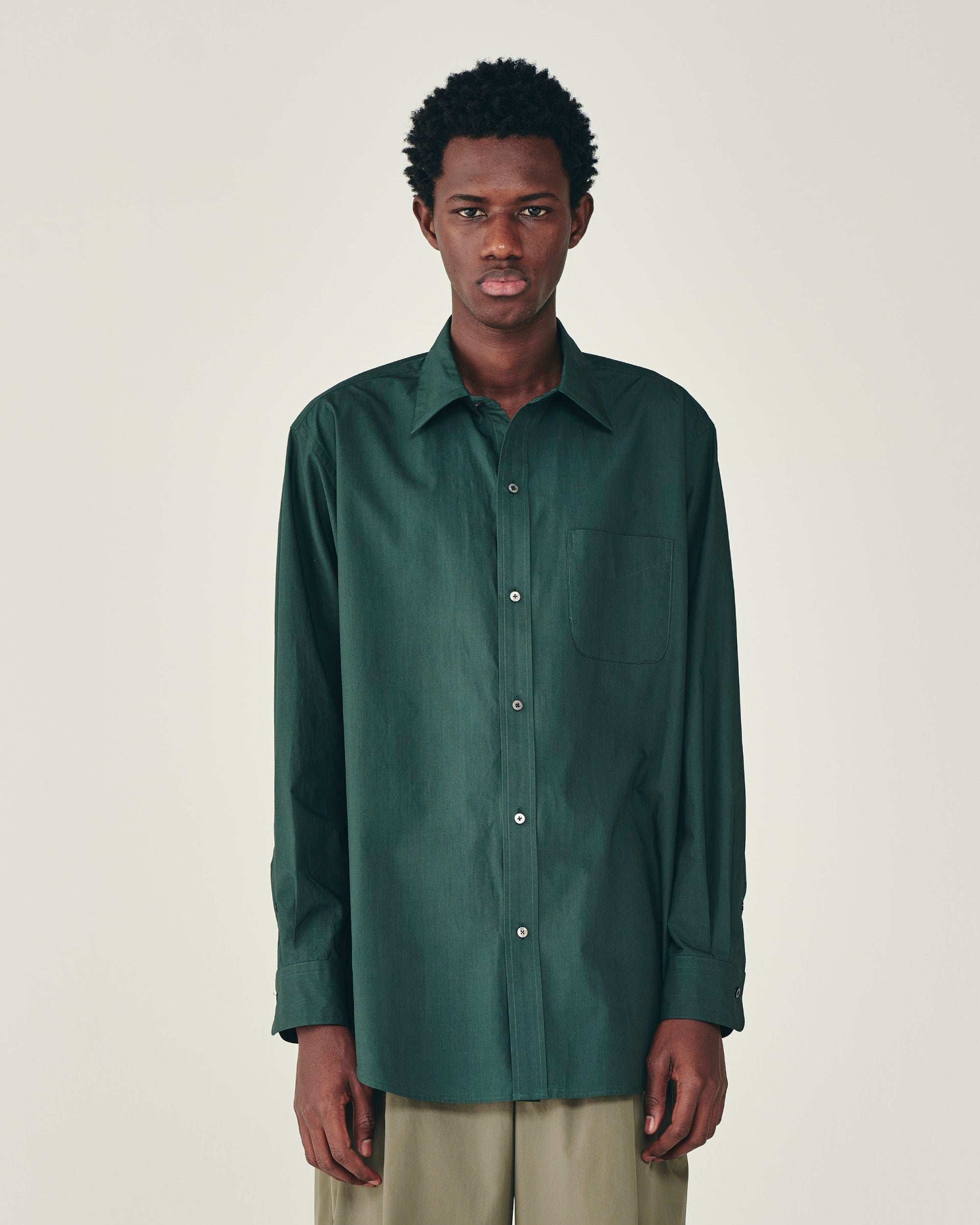 オーガニックGIZA80/1タイプライター / レギュラーフィットドレスシャツ, Dark Slate Green