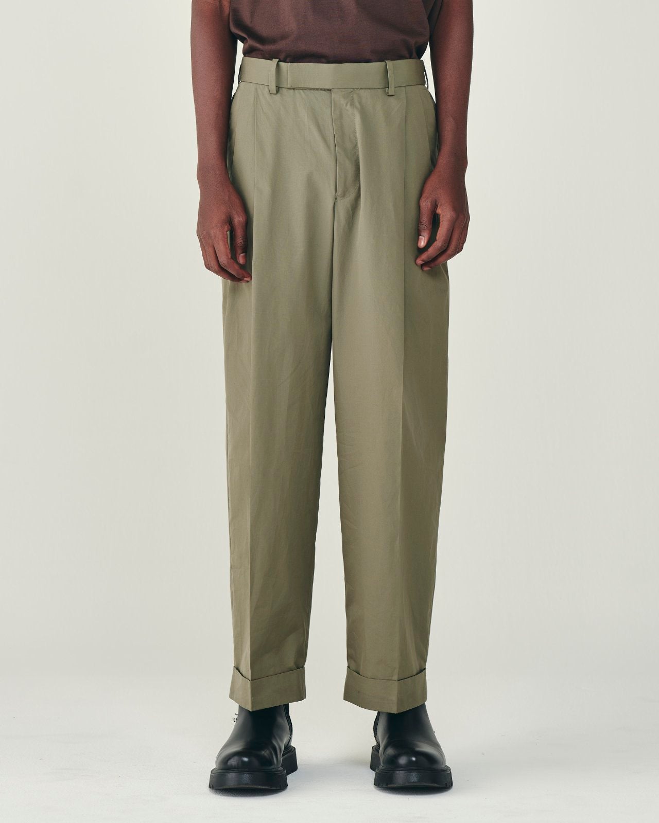 120/2オールウェザークロス	/ ダブルプリーテッドセミイージートラウザーズ, Sage Green